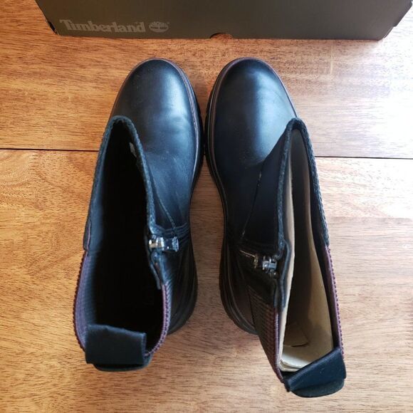 Timberland Malynn Black Full Grain Leather Chukka Boots 7 Waterproof Womens NEW - Picture 6 of 8